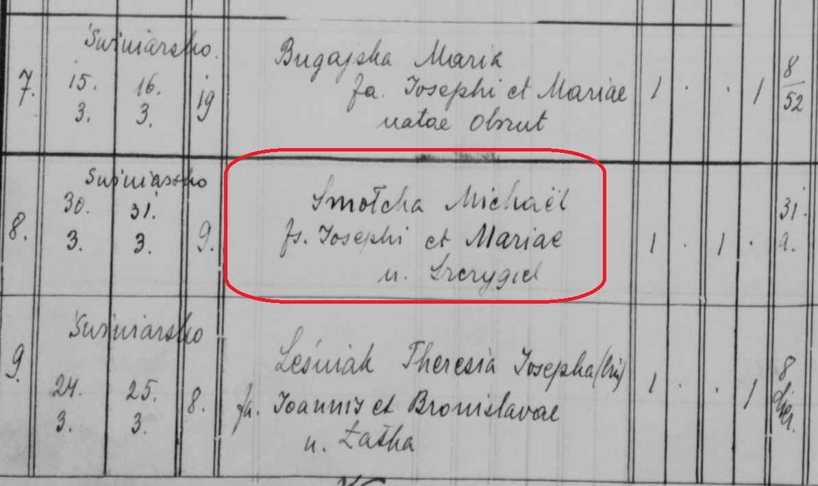 6. rejestr zgonów Michał Smołka 1930 rejestr zgonów Michał Smołka 1930