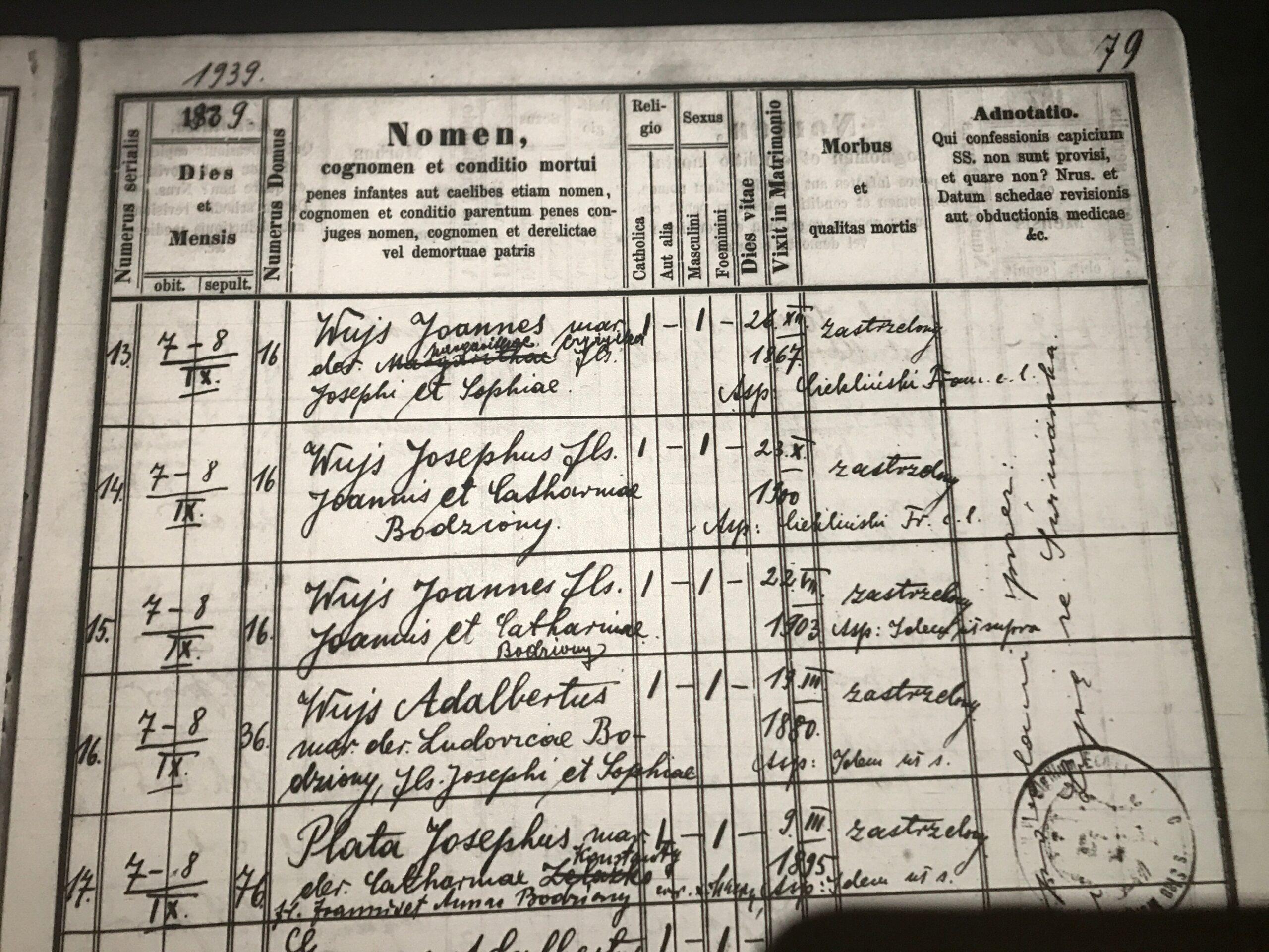 świniarsko1939 zabici lista